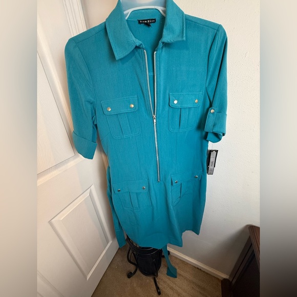 Teal Zip-Front Dress - Picture 14 of 15